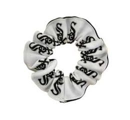 The chicago white sox scrunchie on a white background.